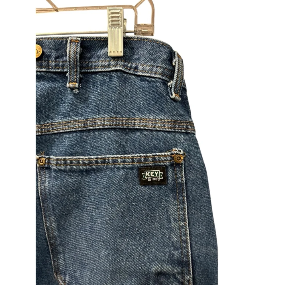 VTG 90's Key Western Double Knee Carpenter Cargo Jeans Size 36x30 Denim Blue